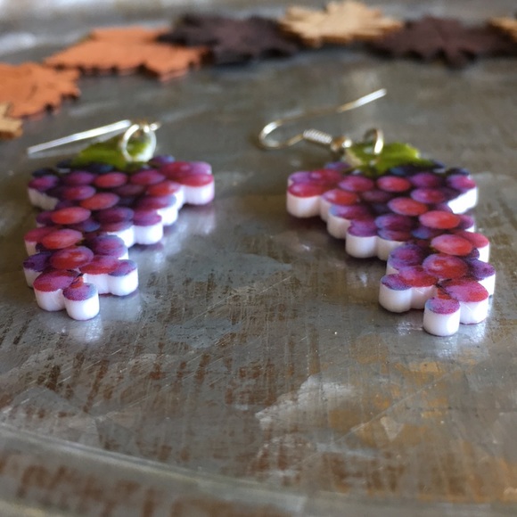 Grape Acrylic Earrings - Picture 6 of 8